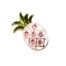Broche-Epingle-Ananas-Ajoure-Metal-Or-Rose-avec-Pierres-et-Feuilles-Vertes