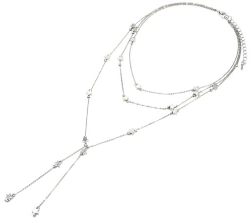 Collier-Multi-Rangs-Chaines-Metal-Argente-avec-Multi-Charms-Etoiles