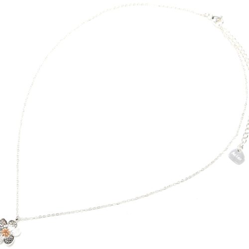 Collier-Fine-Chaine-Pendentif-Fleur-Petales-Motif-Relief-Acier-Argente-Or-Rose