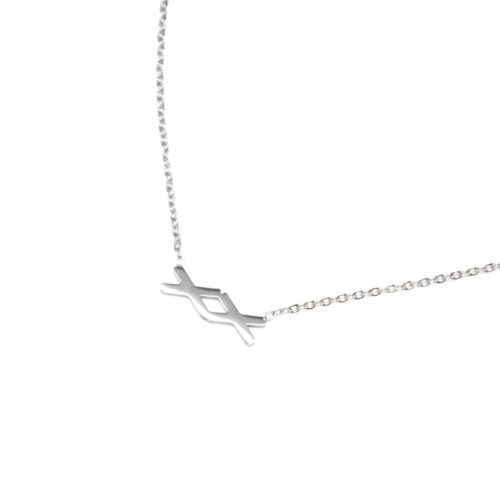 Collier-Fine-Chaine-Pendentif-XX-Bisous-Kiss-Acier-Argente