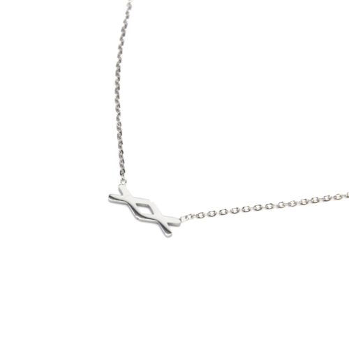 Collier-Fine-Chaine-Pendentif-XX-Bisous-Kiss-Acier-Argente