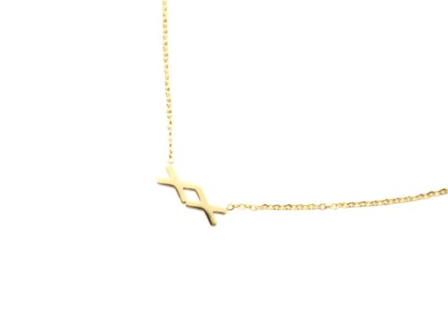 Collier-Fine-Chaine-Pendentif-XX-Bisous-Kiss-Acier-Dore