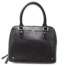 Sac-a-Main-Cabas-Cuir-de-Vachette-Noir-Forme-Arrondie-avec-Bandouliere-et-Anneaux-Metal-Dore