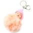 Porte-Cles-Bijou-de-Sac-Bebe-Endormi-avec-Bonnet-et-Pompon-Fourrure-Rose-Saumon