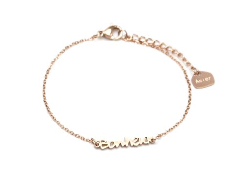 Bracelet-Fine-Chaine-avec-Charm-Bonheur-Acier-Or-Rose