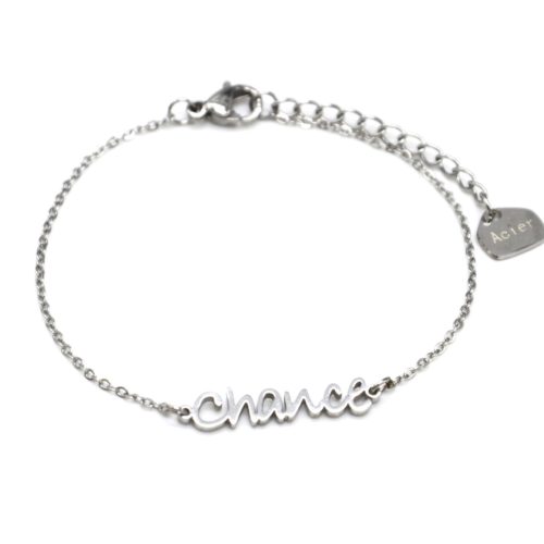 Bracelet-Fine-Chaine-avec-Charm-Chance-Acier-Argente