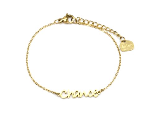 Bracelet-Fine-Chaine-avec-Charm-Chance-Acier-Dore