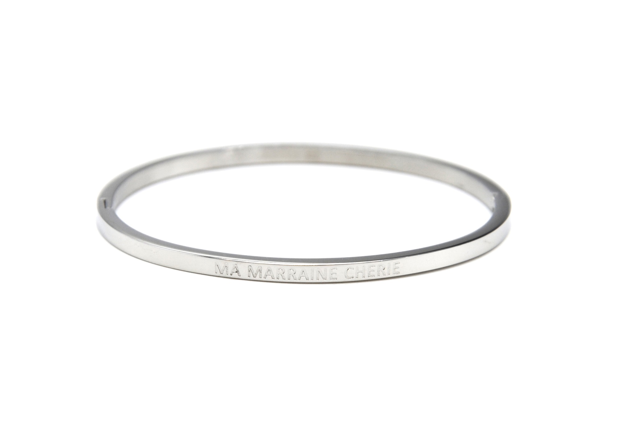 Bracelet Jonc Fin Acier Argenté avec Message Ma Soeur Mon Amie BC2839F
