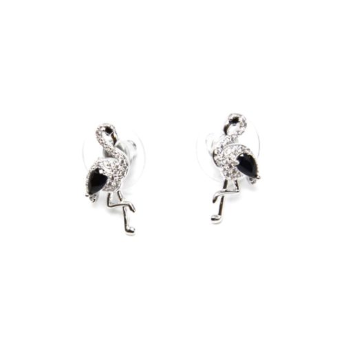 Boucles-dOreilles-Flamant-Rose-Strass-Zirconium-Argente-et-Pierre-Noire