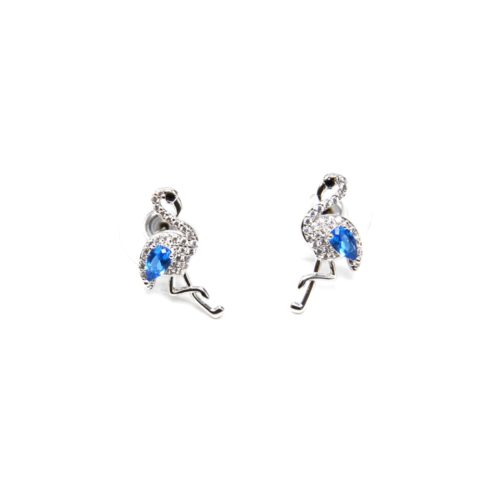 Boucles-dOreilles-Flamant-Rose-Strass-Zirconium-Argente-et-Pierre-Bleue