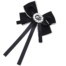 Broche-Pince-Noeud-Tissu-Noir-Ruban-Satin-avec-Pierre-Ovale-et-Strass