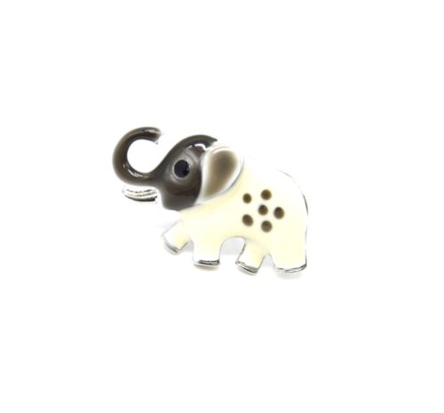 Mini-Broche-Pins-Elephant-Metal-Peint-Gris-Ecru-et-Metal-Argente
