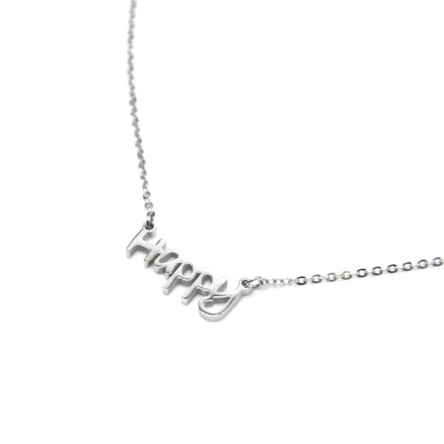 Collier-Fine-Chaine-avec-Pendentif-Happy-Acier-Argente