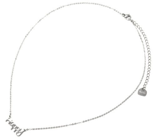 Collier-Fine-Chaine-avec-Pendentif-Happy-Acier-Argente