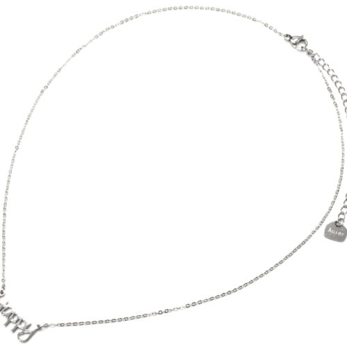 Collier-Fine-Chaine-avec-Pendentif-Happy-Acier-Argente