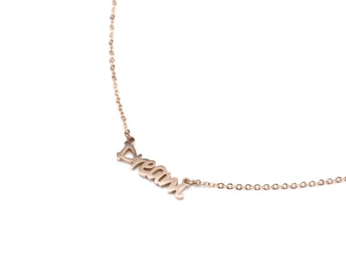 Collier-Fine-Chaine-avec-Pendentif-Dream-Acier-Or-Rose