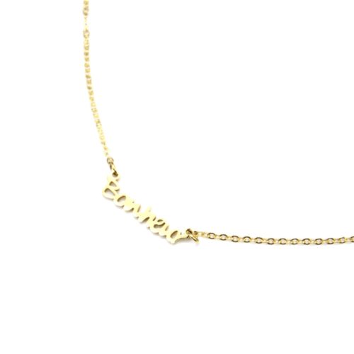 Collier-Fine-Chaine-avec-Pendentif-Bonheur-Acier-Dore