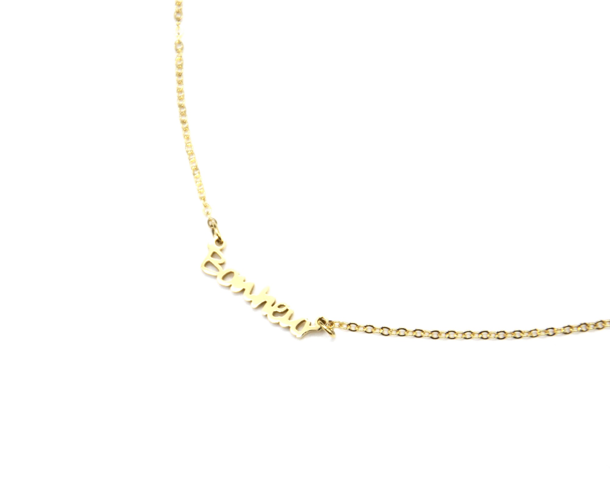 Collier-Fine-Chaine-avec-Pendentif-Bonheur-Acier-Dore