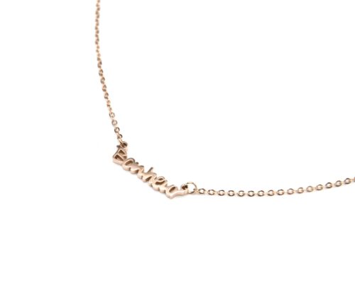 Collier-Fine-Chaine-avec-Pendentif-Bonheur-Acier-Or-Rose