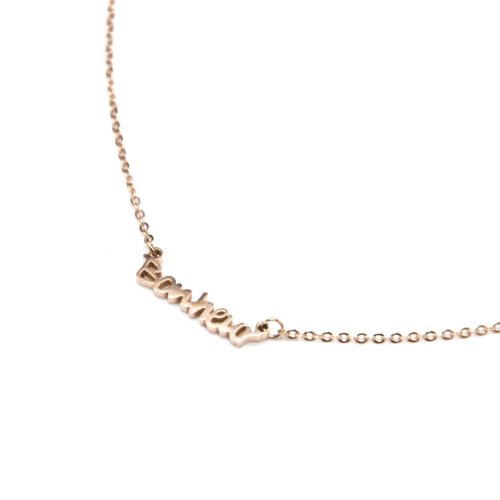 Collier-Fine-Chaine-avec-Pendentif-Bonheur-Acier-Or-Rose