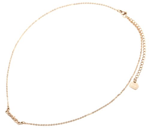 Collier-Fine-Chaine-avec-Pendentif-Bonheur-Acier-Or-Rose
