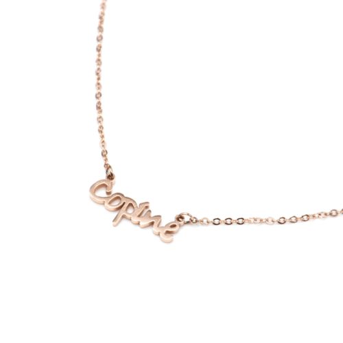 Collier-Fine-Chaine-avec-Pendentif-Copine-Acier-Or-Rose