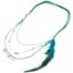 Collier-Cordons-Multi-Rangs-avec-Chaines-Pieces-Metal-Perles-et-Plume-Bleu-Canard