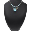 Collier-Chaine-Metal-Argente-avec-Pierres-Feuilles-Coeur-et-Pompon-Bleu-Turquoise