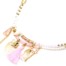 Collier-Double-Chaines-Metal-Dore-avec-Pierres-Charms-et-Pompon-Rose