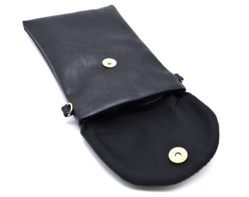 Mini-Pochette-Sac-Bandouliere-Simili-Cuir-Noir-avec-Perles-Rocaille