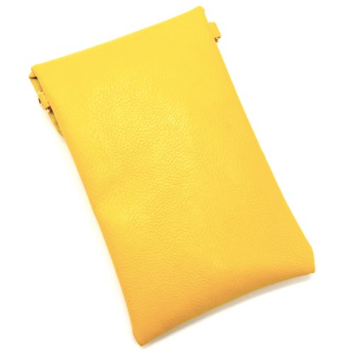 Mini-Pochette-Sac-Bandouliere-Simili-Cuir-Jaune-avec-Perles-Rocaille