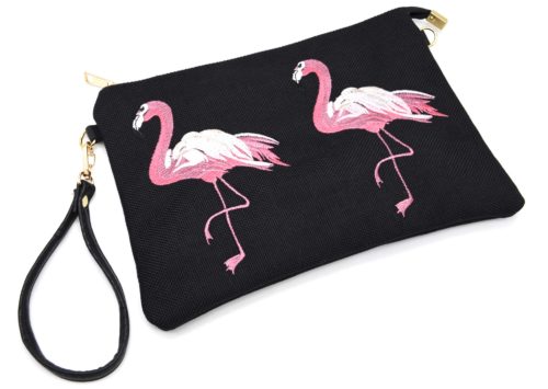 Pochette-Sac-Effet-Jean-Denim-Noir-avec-Flamants-Roses