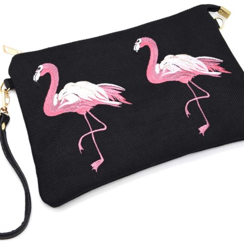 Pochette-Sac-Effet-Jean-Denim-Noir-avec-Flamants-Roses