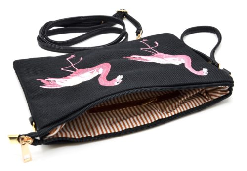 Pochette-Sac-Effet-Jean-Denim-Noir-avec-Flamants-Roses