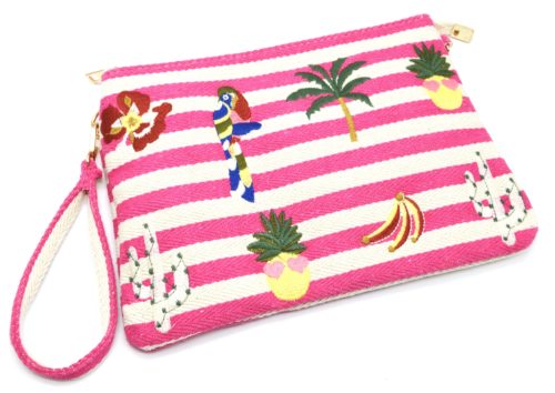 Pochette-Sac-Tissu-Mariniere-Rayures-Fuchsia-avec-Motifs-Exotiques