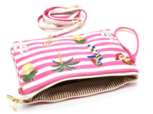 Pochette-Sac-Tissu-Mariniere-Rayures-Fuchsia-avec-Motifs-Exotiques