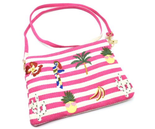 Pochette-Sac-Tissu-Mariniere-Rayures-Fuchsia-avec-Motifs-Exotiques