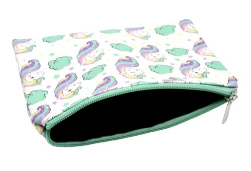 Trousse-Pochette-Souple-Blanc-Imprime-Licorne-Etoile-Nuage