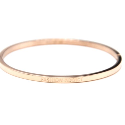 BC2935F - Bracelet Jonc Fin Acier Or Rose avec Message Marraine Adorée