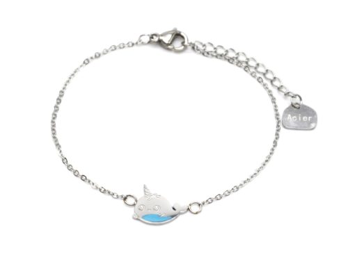 Bracelet-Fine-Chaine-avec-Charm-Baleine-Licorne-Acier-Argente