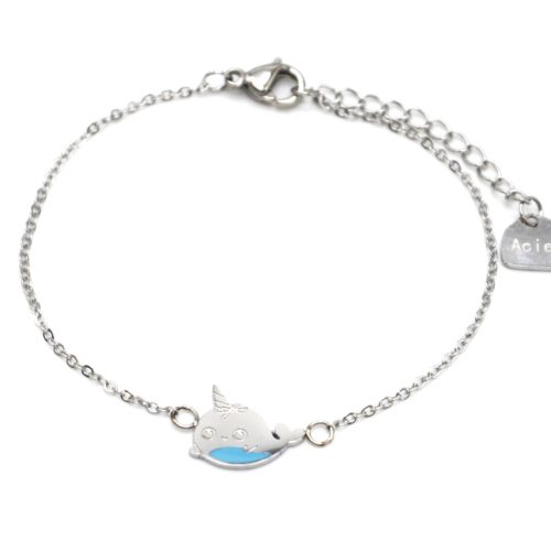 Bracelet-Fine-Chaine-avec-Charm-Baleine-Licorne-Acier-Argente