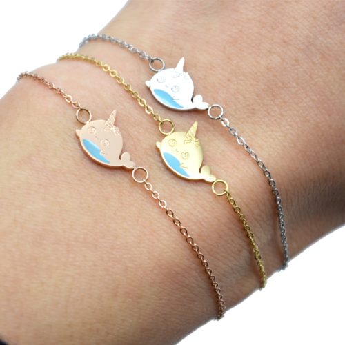 Bracelet-Fine-Chaine-avec-Charm-Baleine-Licorne-Acier