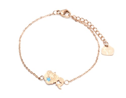 Bracelet-Fine-Chaine-avec-Charm-Sirene-Acier-Or-Rose