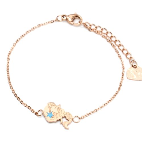 Bracelet-Fine-Chaine-avec-Charm-Sirene-Acier-Or-Rose