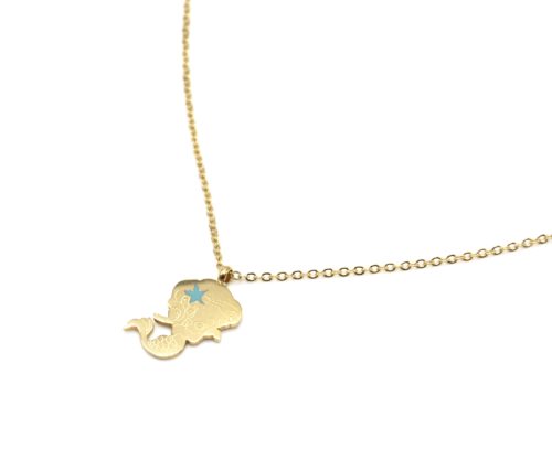 Collier-Fine-Chaine-avec-Pendentif-Sirene-Acier-Dore