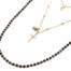 Collier-Multi-Rangs-Chaines-Metal-Dore-avec-Perles-Noires-Croix-et-Pierre