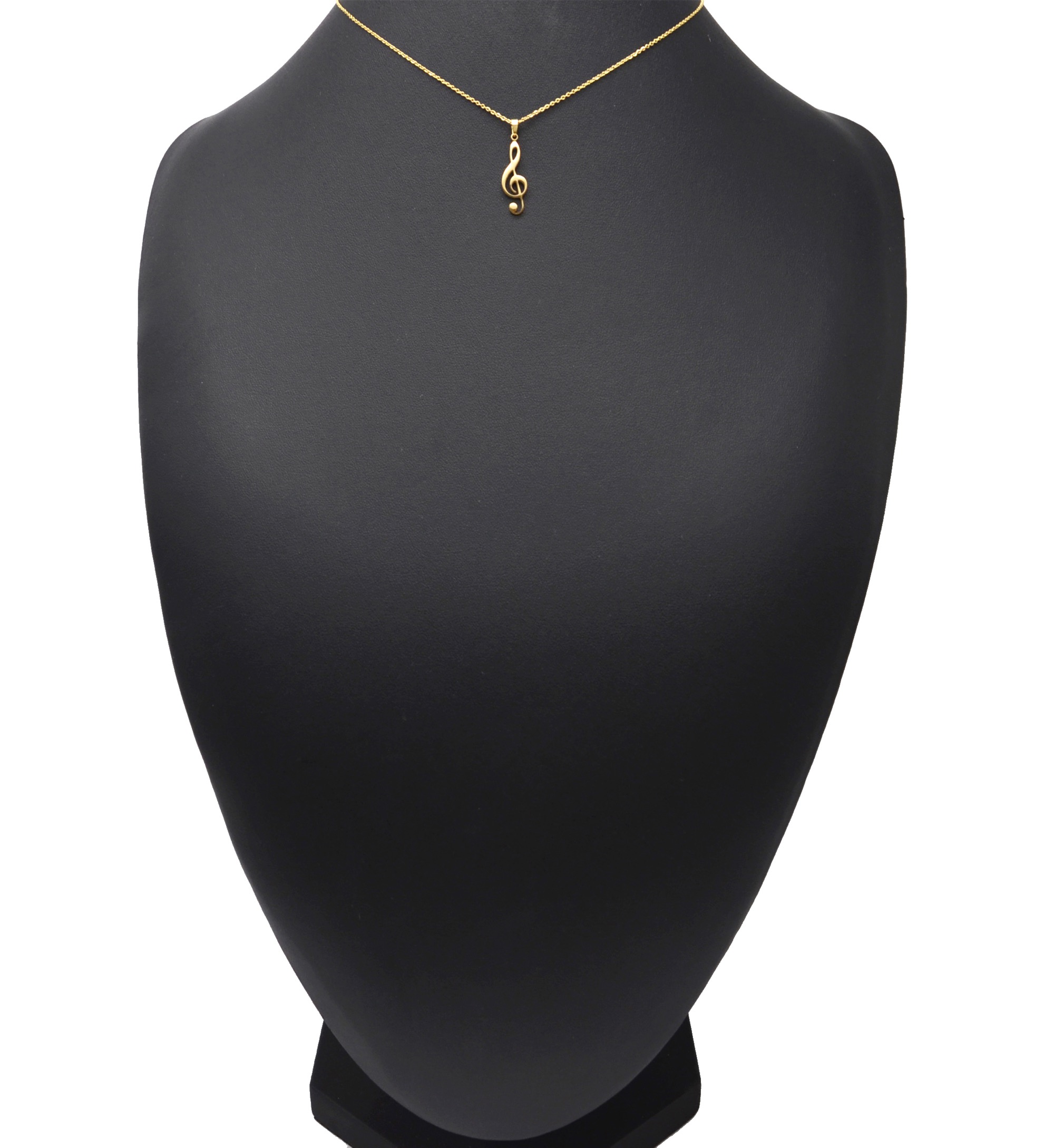 Collier Fine Chaîne avec Pendentif Clé de Sol Acier Doré CC2115D