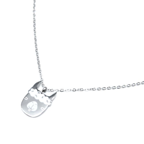 Collier-Fine-Chaine-avec-Pendentif-Lama-Acier-Argente