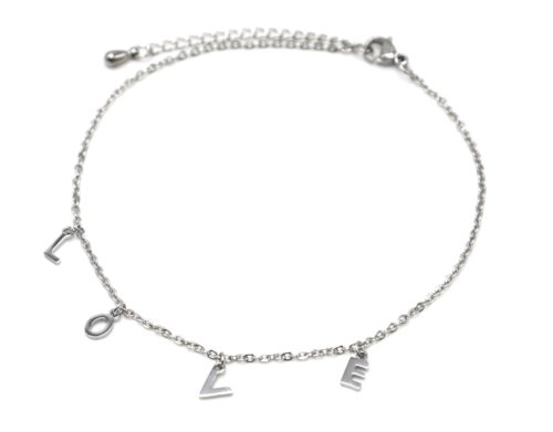 Fine-Chaine-Cheville-Acier-Argente-avec-Charms-LOVE-Lettres