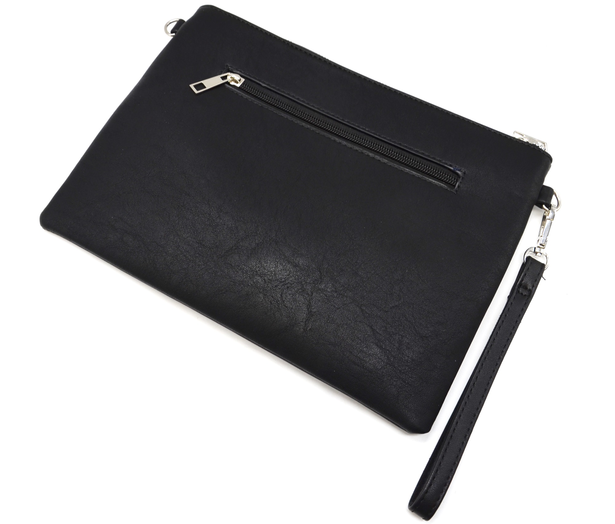 Pochette-Sac-Moyen-Bandouliere-Simili-Cuir-Noir-avec-Broderies-Fleurs-et-Perles